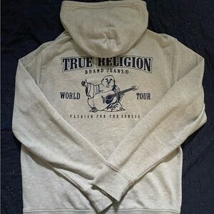 True Religion Gray Hoodie with Blue Print